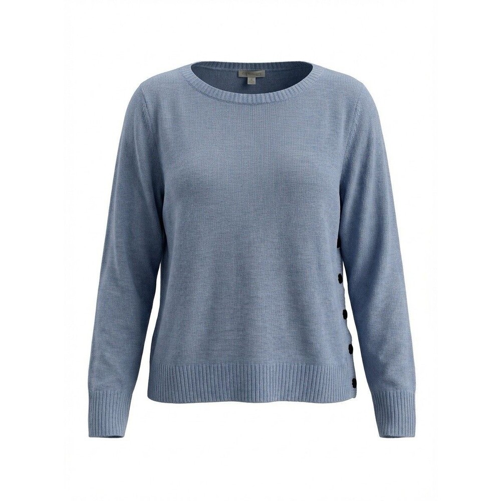 Eileen Fisher Sweater Light Blue Organic 100% Linen Sz M With Button Detail
